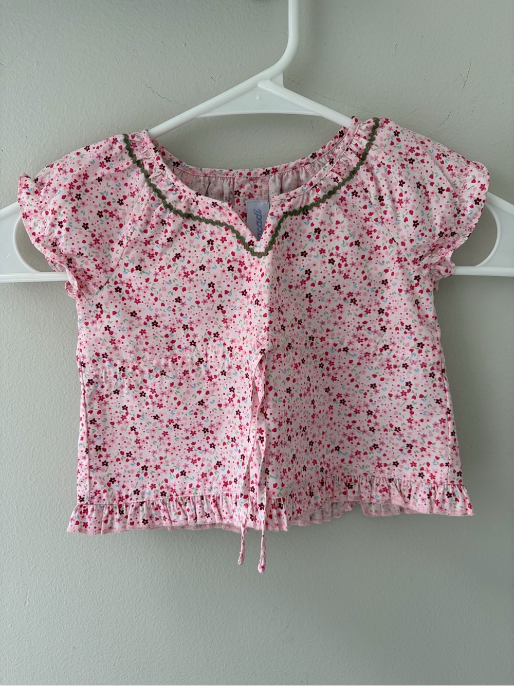 Jacadi French Girls Pink Floral top and pants 12 months set matching cotton
